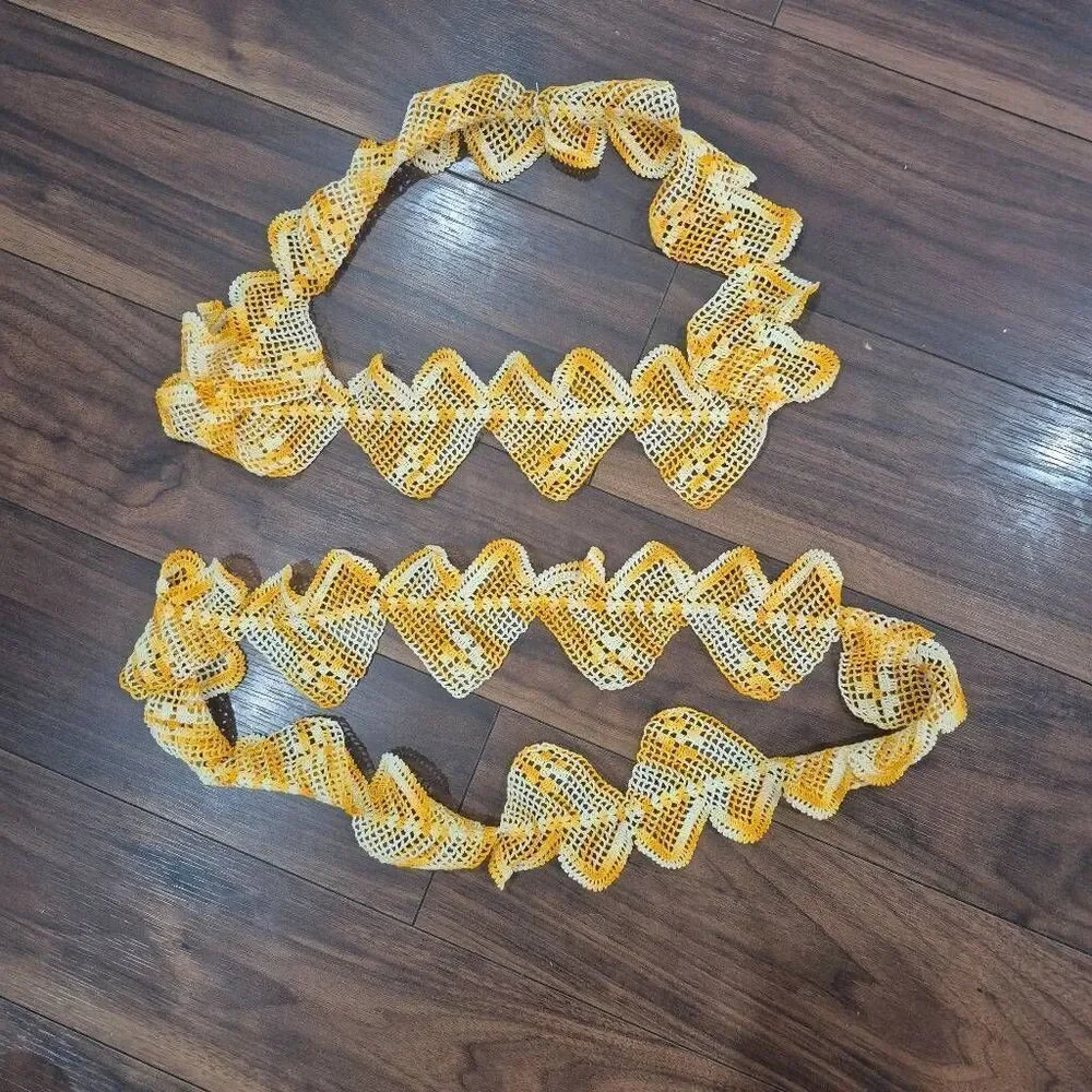 Crochet, Vintage Yellow & White Cotton